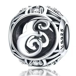 925 Sterling Silver Charm E